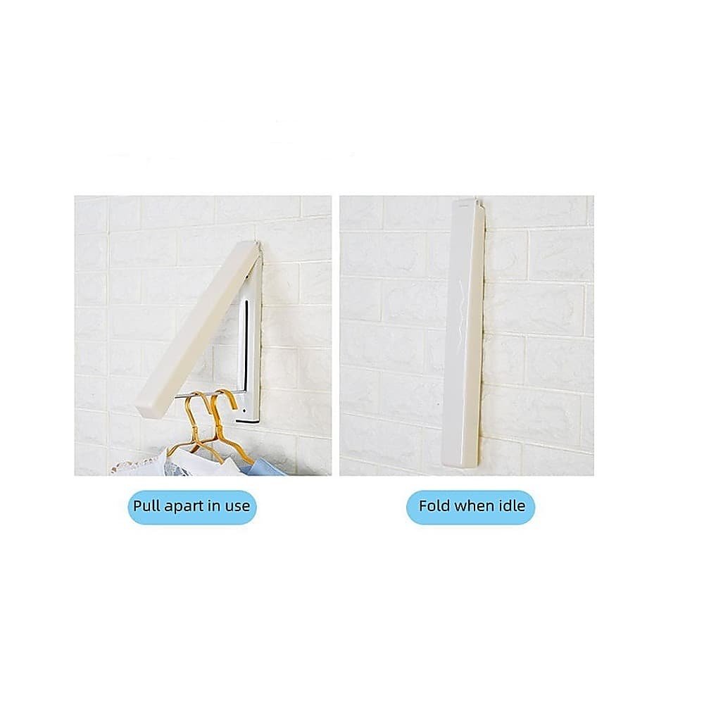 Folding Wall Mount Retractable Clothes Hanger Laundry Drying Rack Organiser - V63-837681 Folding Wall Mount Retractable Clothes Hanger Laundry Drying Rack Organiser - Image 6
