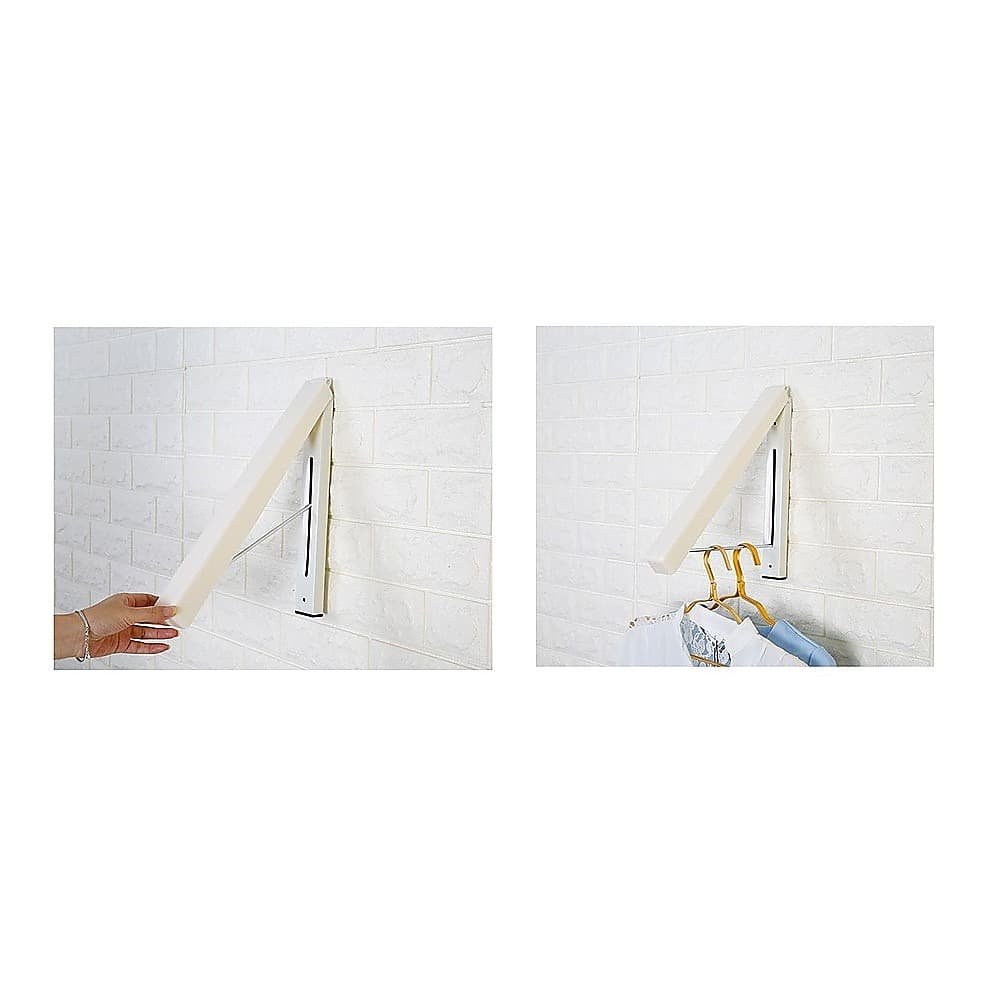 Folding Wall Mount Retractable Clothes Hanger Laundry Drying Rack Organiser - V63-837681 Folding Wall Mount Retractable Clothes Hanger Laundry Drying Rack Organiser - Image 3