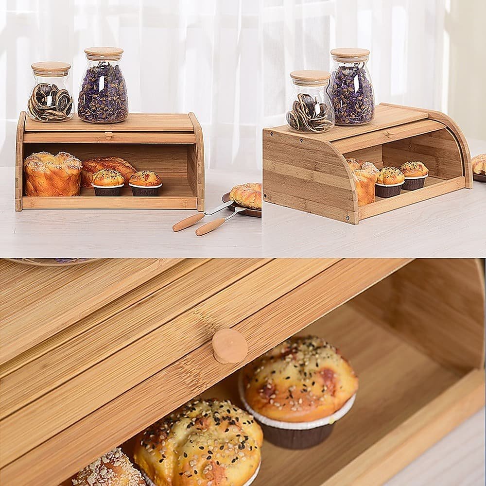 Bamboo Bread Bin Storage Box Kitchen Loaf Pastry Container - V63-837721 Bamboo Bread Bin Storage Box Kitchen Loaf Pastry Container - Image 7