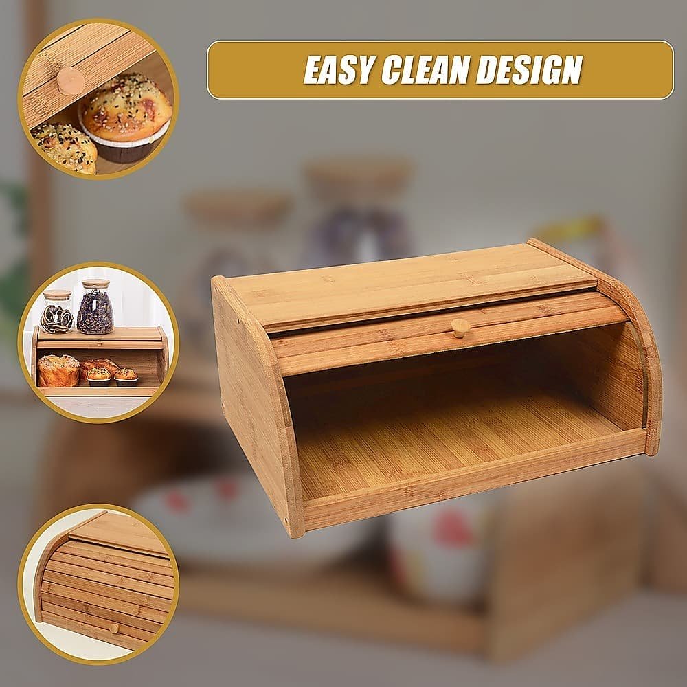 Bamboo Bread Bin Storage Box Kitchen Loaf Pastry Container - V63-837721 Bamboo Bread Bin Storage Box Kitchen Loaf Pastry Container - Image 8