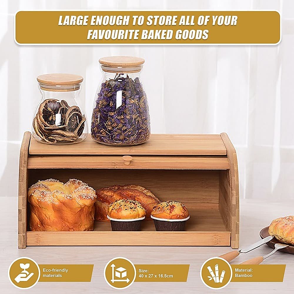 Bamboo Bread Bin Storage Box Kitchen Loaf Pastry Container - V63-837721 Bamboo Bread Bin Storage Box Kitchen Loaf Pastry Container - Image 9