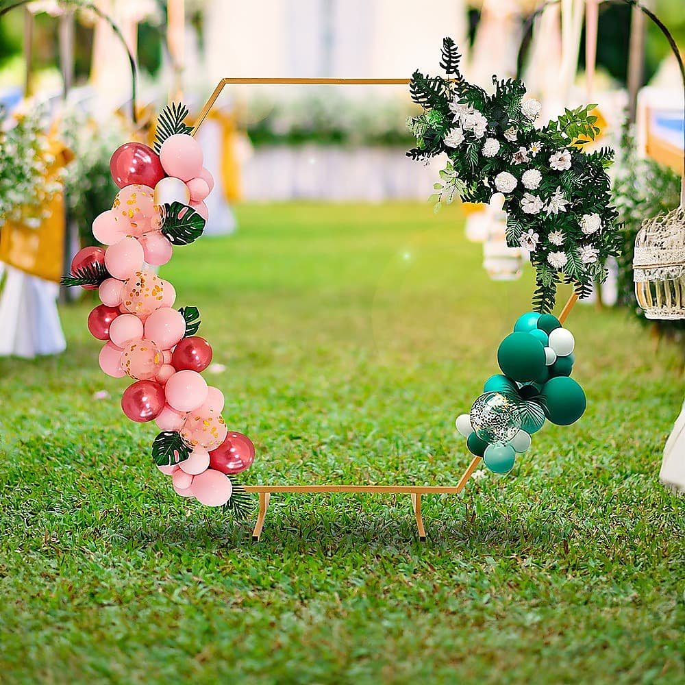 2M Wedding Hex Arch Backdrop Flower Display Stand Frame Background - V63-838591 2M Wedding Hex Arch Backdrop Flower Display Stand Frame Background - Image 2