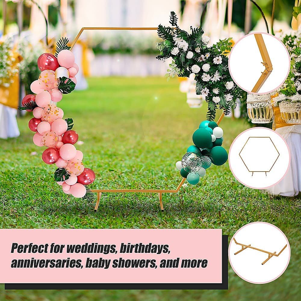 2M Wedding Hex Arch Backdrop Flower Display Stand Frame Background - V63-838591 2M Wedding Hex Arch Backdrop Flower Display Stand Frame Background - Image 7