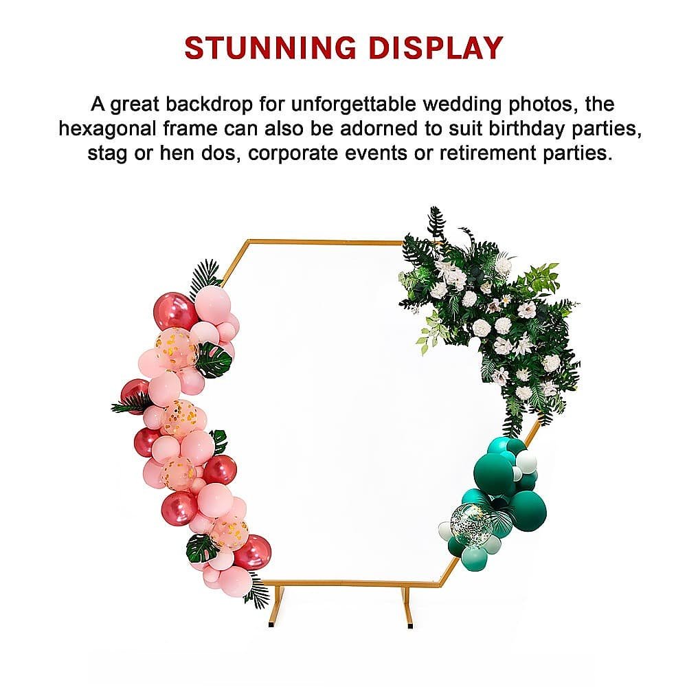 2M Wedding Hex Arch Backdrop Flower Display Stand Frame Background - V63-838591 2M Wedding Hex Arch Backdrop Flower Display Stand Frame Background - Image 11