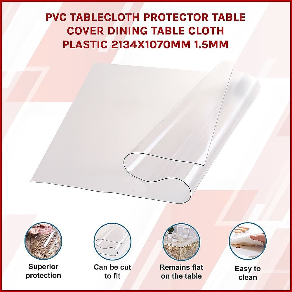 PVC Tablecloth Protector Table Cover Dining Table Cloth Plastic 2134x1070mm 1.5mm - V63-838801 PVC Tablecloth Protector Table Cover Dining Table Cloth Plastic 2134x1070mm 1.5mm - Image 3