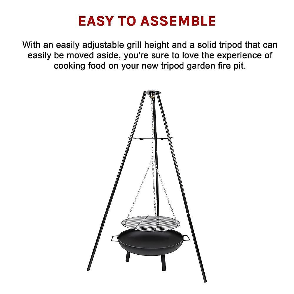 Tripod Garden Fire Pit BBQ – Cast Iron & Steel Round Outdoor Fire Bowl - V63-838851 Tripod Garden Fire Pit BBQ – Cast Iron & Steel Round Outdoor Fire Bowl - Image 10