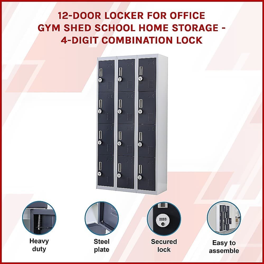 12-Door Locker for Office Gym Shed School Home Storage - 4-Digit Combination Lock - V63-839041 12-Door Locker for Office Gym Shed School Home Storage - 4-Digit Combination Lock - Image 3