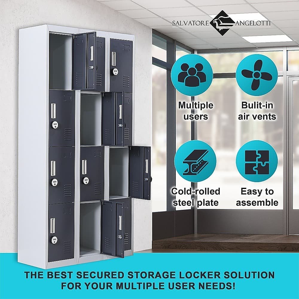 12-Door Locker for Office Gym Shed School Home Storage - 4-Digit Combination Lock - V63-839041 12-Door Locker for Office Gym Shed School Home Storage - 4-Digit Combination Lock - Image 5