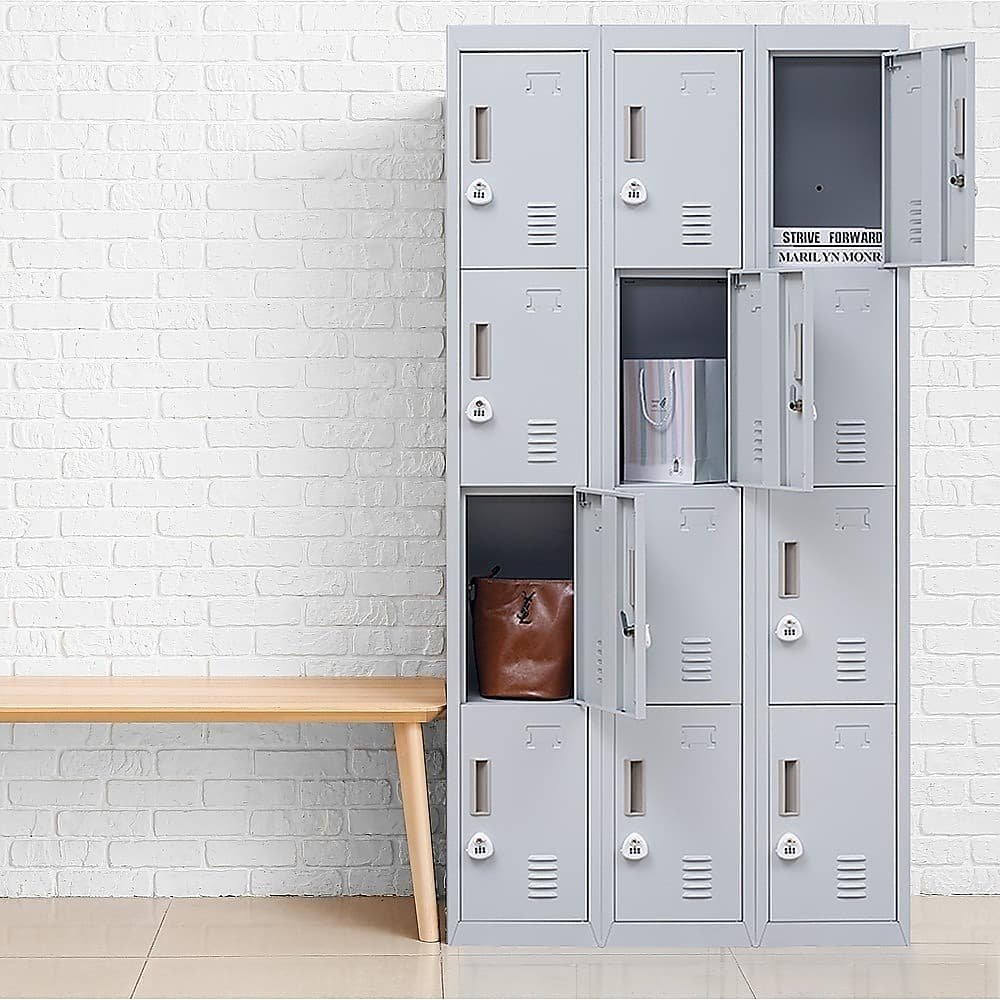 12-Door Locker for Office Gym Shed School Home Storage - 3-Digit Combination Lock - V63-839071 12-Door Locker for Office Gym Shed School Home Storage - 3-Digit Combination Lock - Image 2