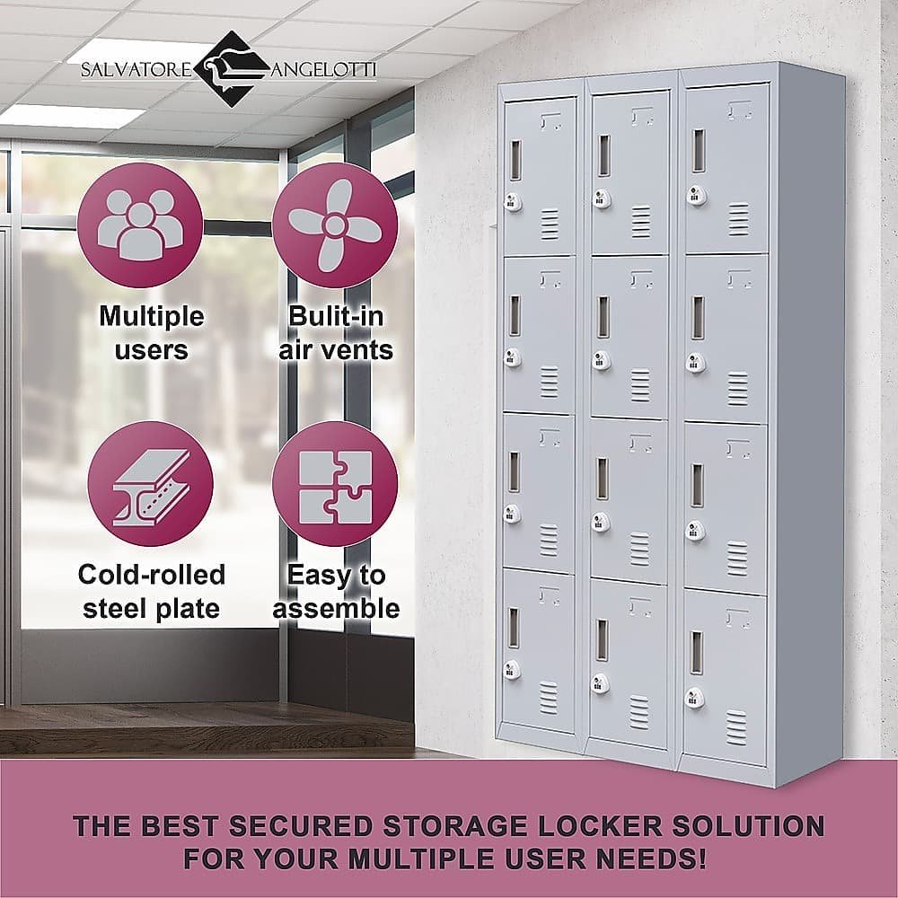 12-Door Locker for Office Gym Shed School Home Storage - 3-Digit Combination Lock - V63-839071 12-Door Locker for Office Gym Shed School Home Storage - 3-Digit Combination Lock - Image 5