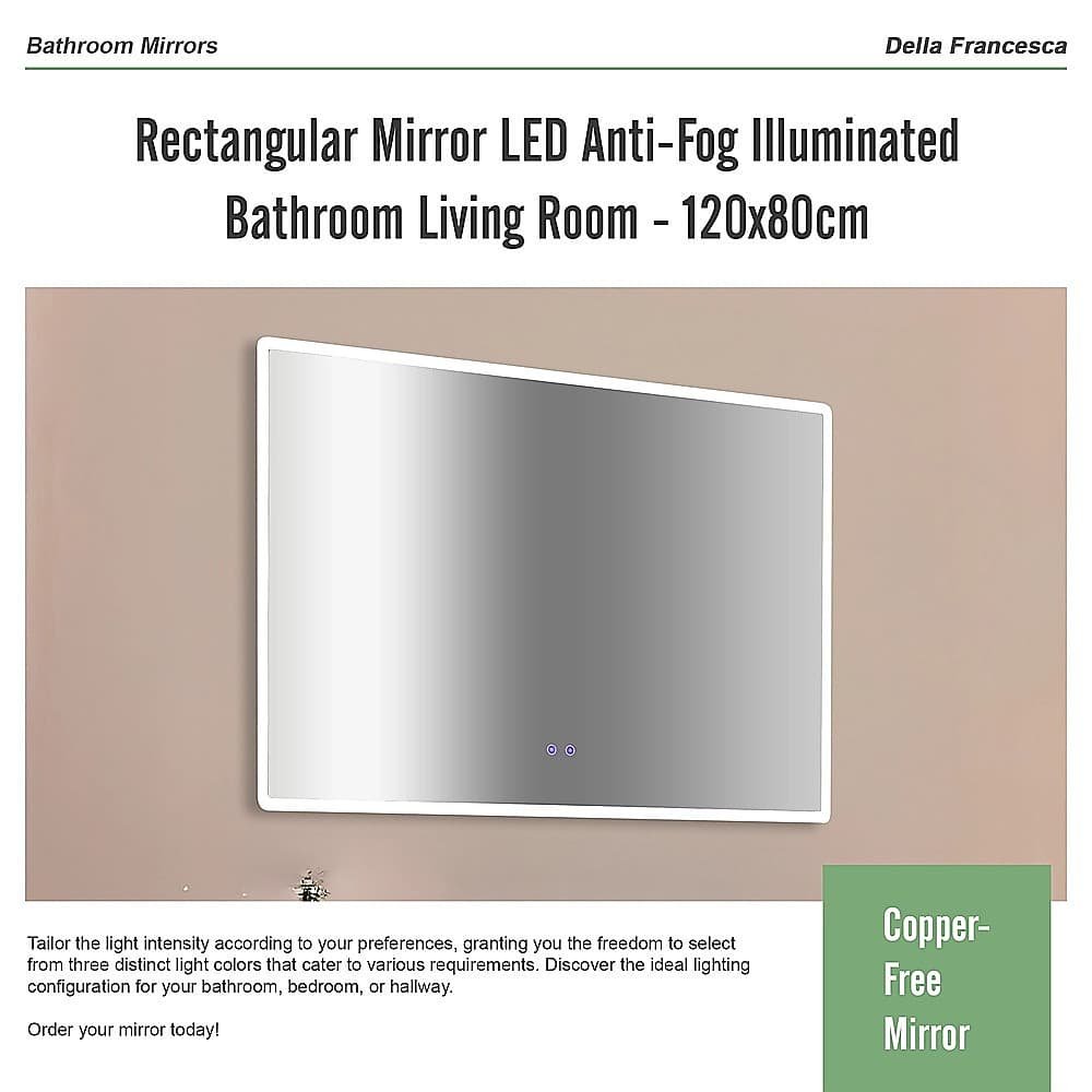 Rectangular Mirror LED Anti-Fog Illuminated Bathroom Living Room - 120x80cm - V63-840621 Rectangular Mirror LED Anti-Fog Illuminated Bathroom Living Room - 120x80cm - Image 10