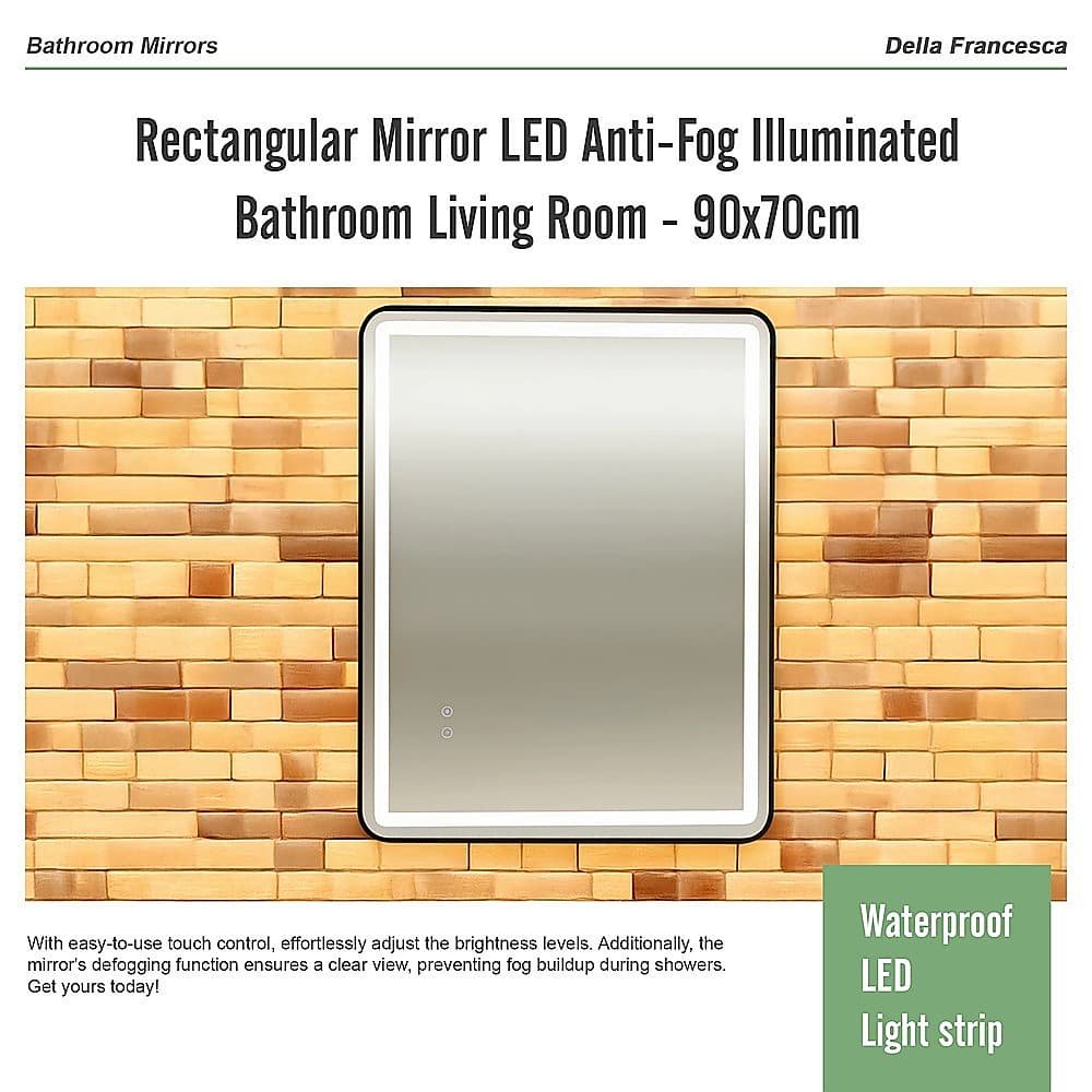 Rectangular Mirror LED Anti-Fog Illuminated Bathroom Living Room - 90x70cm - V63-840631 Rectangular Mirror LED Anti-Fog Illuminated Bathroom Living Room - 90x70cm - Image 10