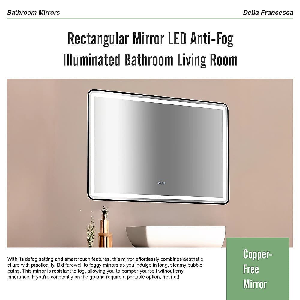 Rectangular Mirror LED Anti-Fog Illuminated Bathroom Living Room - V63-840661 Rectangular Mirror LED Anti-Fog Illuminated Bathroom Living Room - Image 10