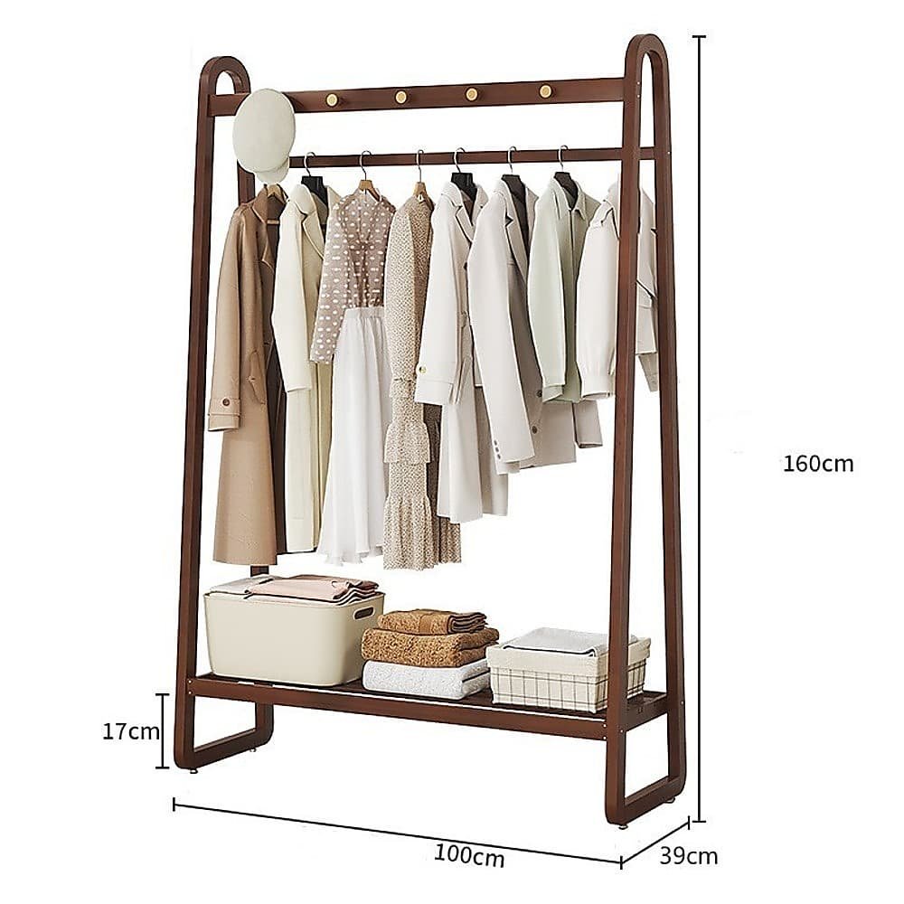 Dark Wood 160x100cm Clothes Rack Slim Stylish Space Saving - V63-840821 V63 840821 219282 07