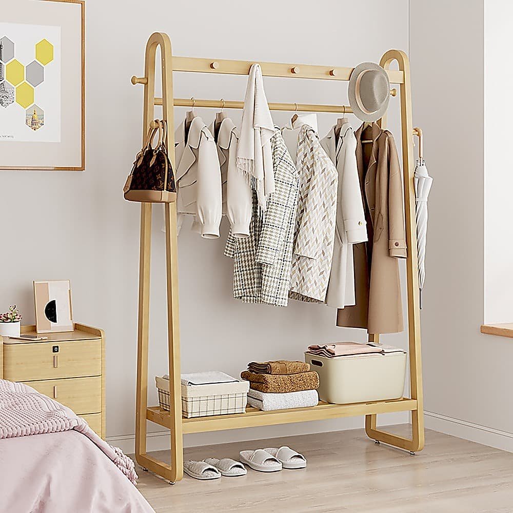 Wood 160x100cm Clothes Rack Slim Stylish Space Saving - V63-840831 V63 840831 219281 01