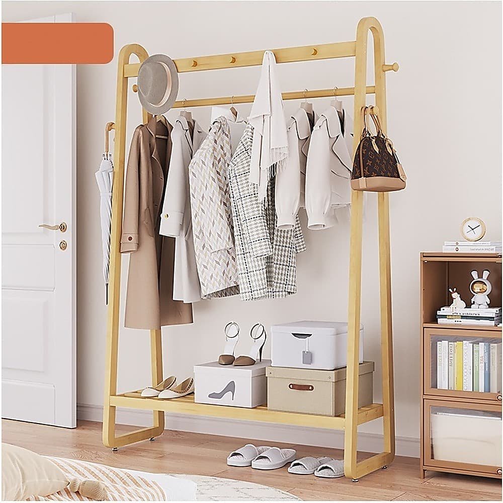 Wood 160x100cm Clothes Rack Slim Stylish Space Saving - V63-840831 V63 840831 219281 02