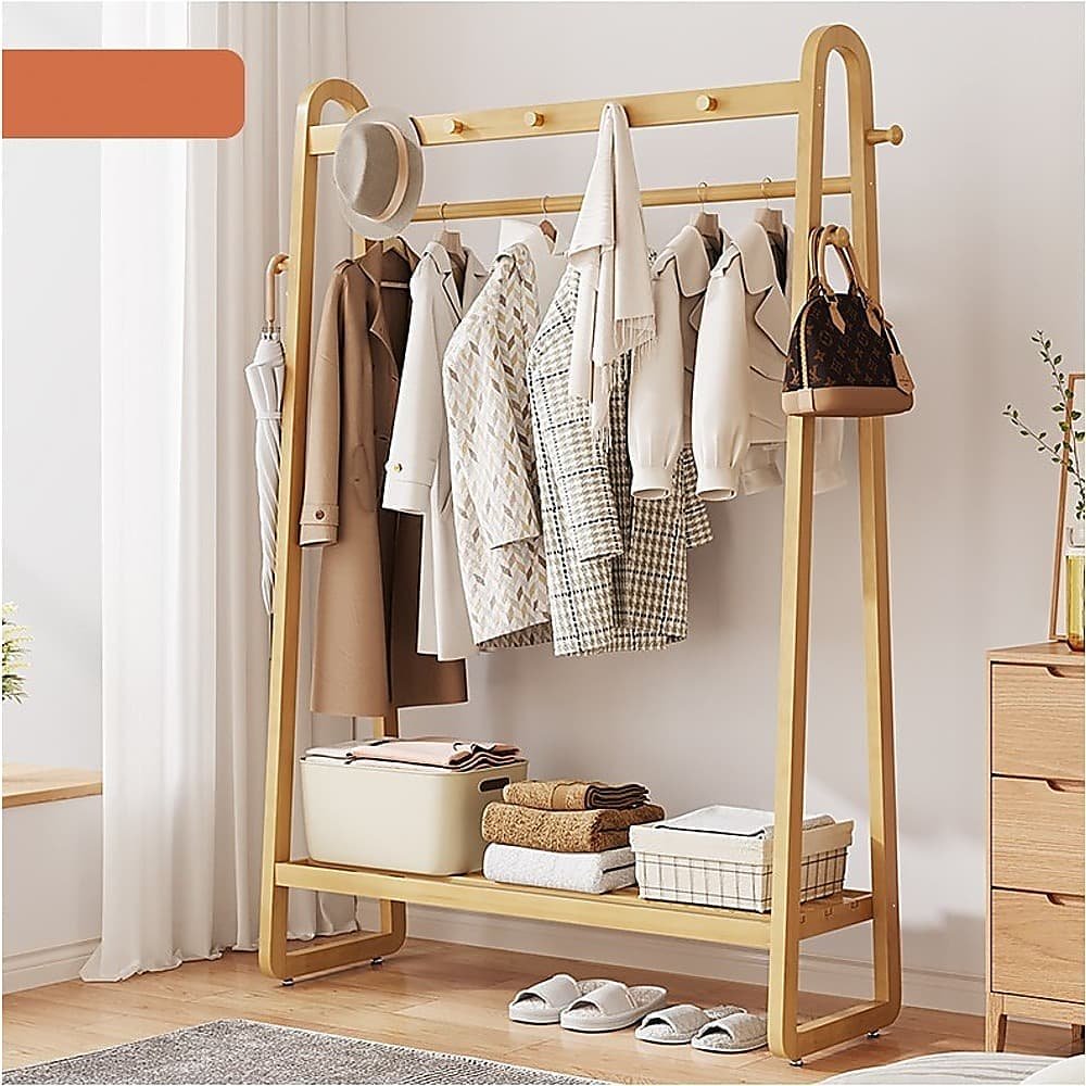 Wood 160x100cm Clothes Rack Slim Stylish Space Saving - V63-840831 V63 840831 219281 04