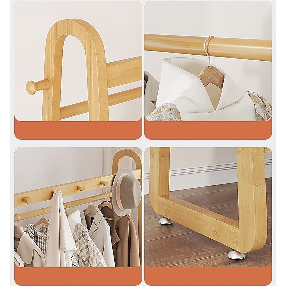 Wood 160x100cm Clothes Rack Slim Stylish Space Saving - V63-840831 V63 840831 219281 05