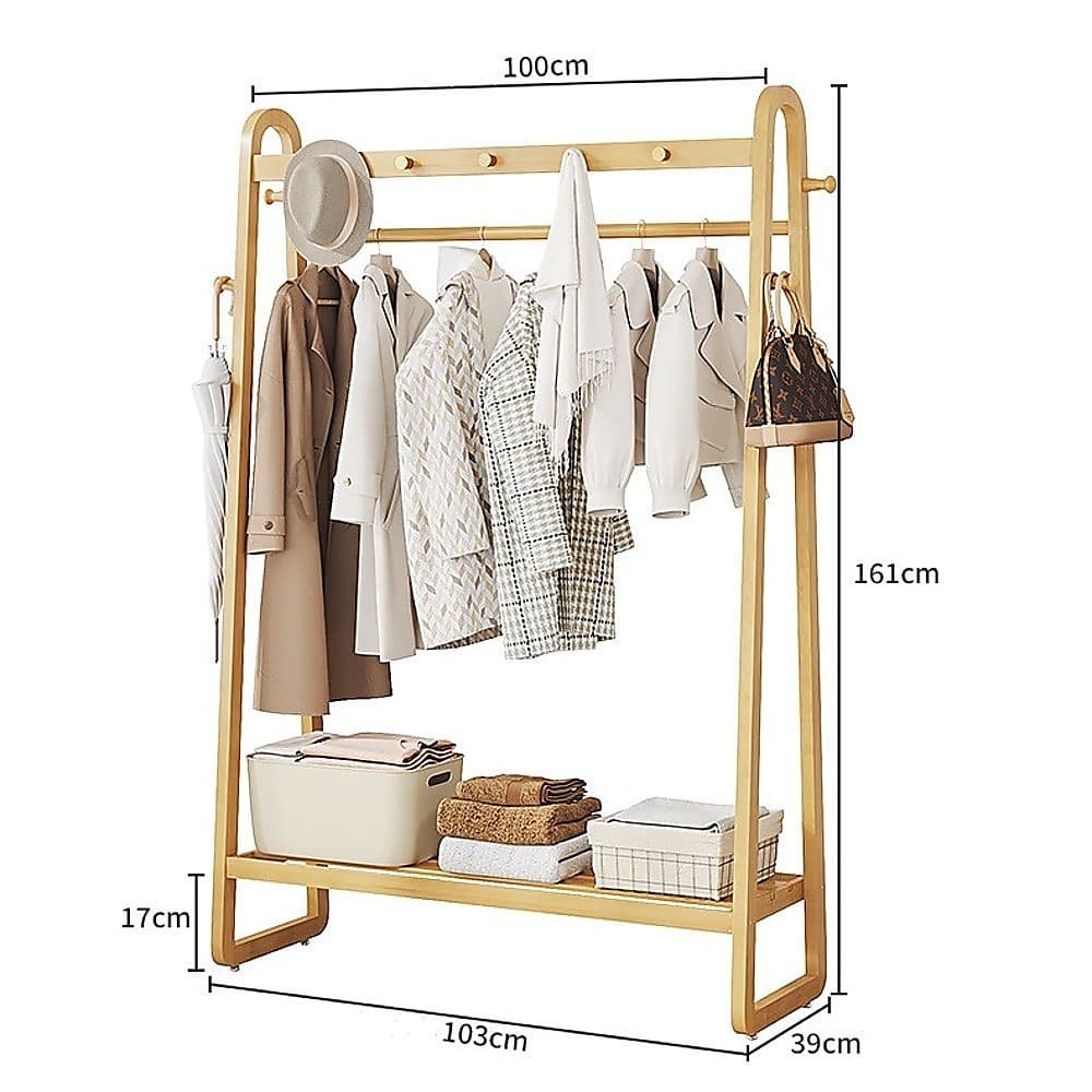Wood 160x100cm Clothes Rack Slim Stylish Space Saving - V63-840831 V63 840831 219281 09