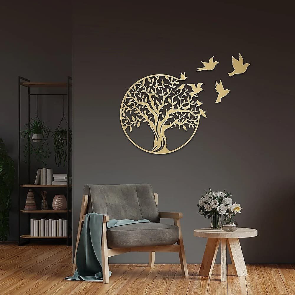 Metal Tree of Life Wall Art 7 Flying Birds Wall Sculpture - V63-842511 Metal Tree of Life Wall Art 7 Flying Birds Wall Sculpture - Image 2