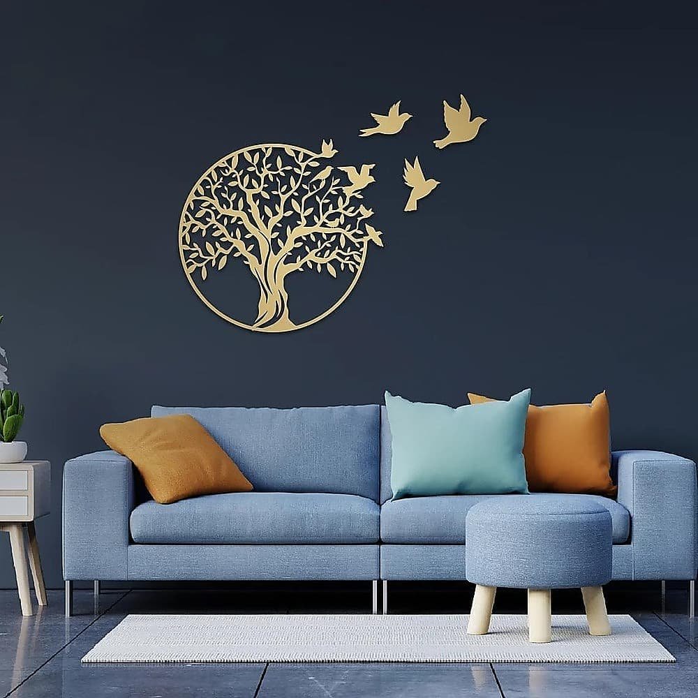 Metal Tree of Life Wall Art 7 Flying Birds Wall Sculpture - V63-842511 Metal Tree of Life Wall Art 7 Flying Birds Wall Sculpture - Image 3