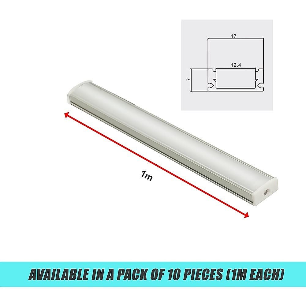 10 x 1M U-Style Aluminium LED Strip Light Channels for Cabinet Lighting - V63-844311 V63 844311 202506271257 00