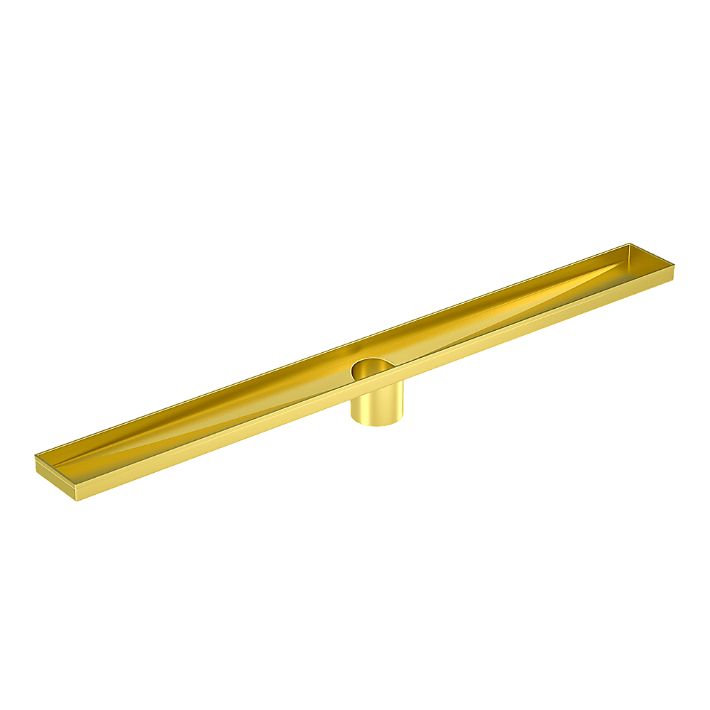 900mm Bathroom Shower Brushed Brass Grate Drain w/ Centre outlet Floor Waste Square Pattern - V63-844701 V63 844701 143409 03