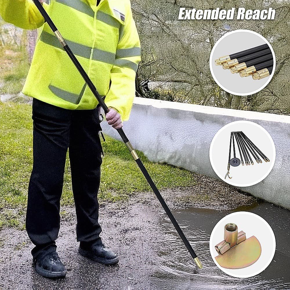 9m Drain Rod Set Kit Plunger Worm Scraper Cleaning Rods Rodding Carry Bag - V63-952311 V63 952311 202506241804 06