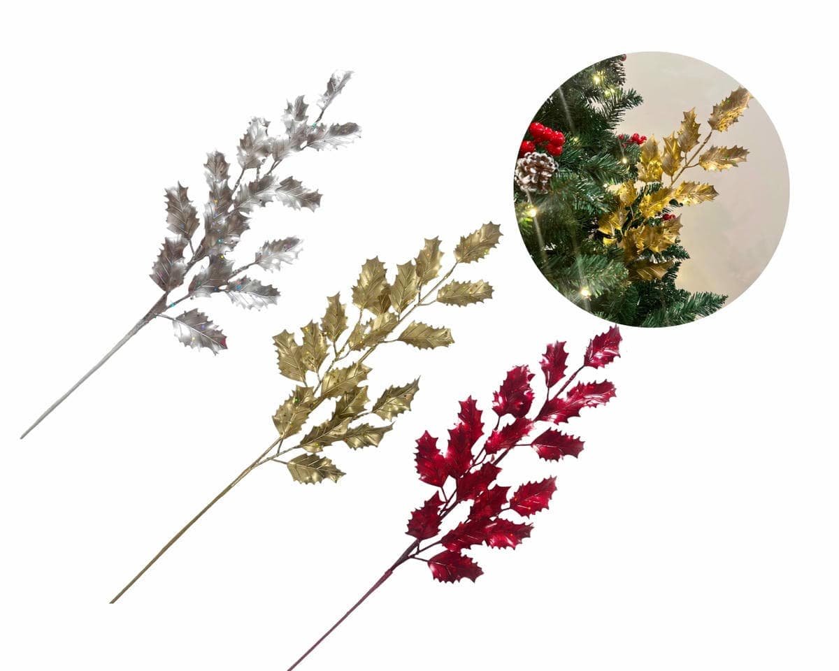 bulk 24 Xmas Metallic Leaves Tree Deco Assort 68cm - V637-XMS34587 V637 XMS34587 202508260840 00