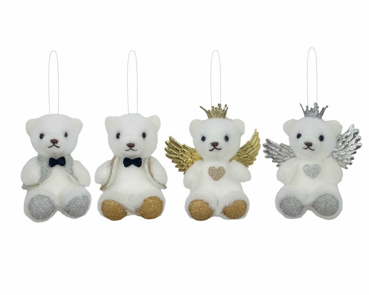 bulk 24 Xmas Gold/Silver Teddy Bear Hanging Assort 7cm - V637-XMS34609 V637 XMS34609 202508260840 00