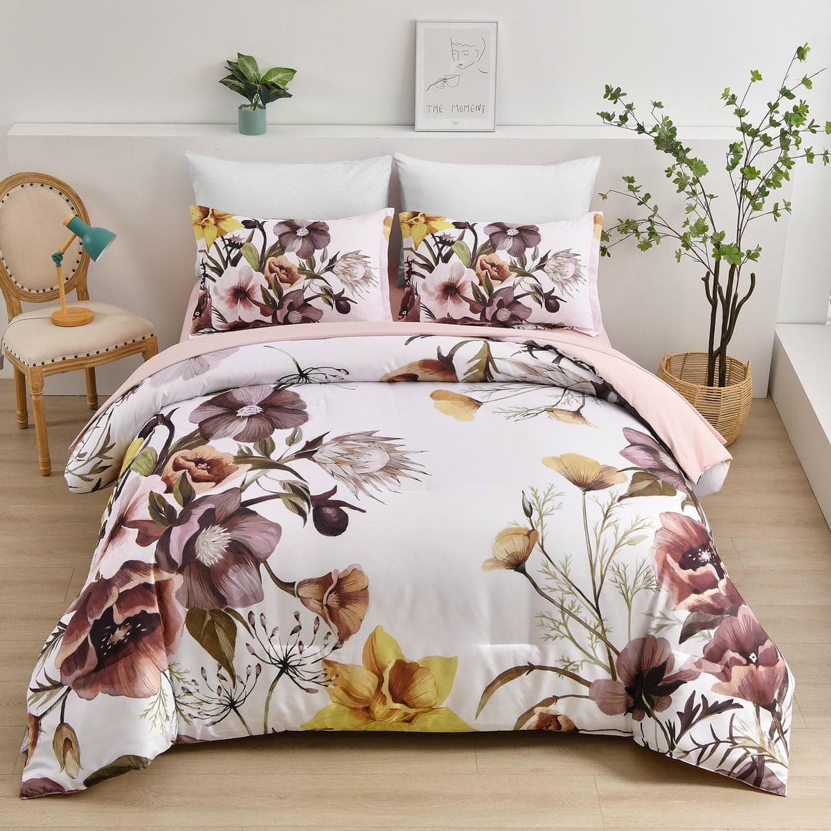 Floral Comforter Set, King Size, Blush Floral 3-Piece Bedding, Soft Microfiber for All Seasons - V745-MAB010807AJ3 V745 MAB010807AJ3 191332 01