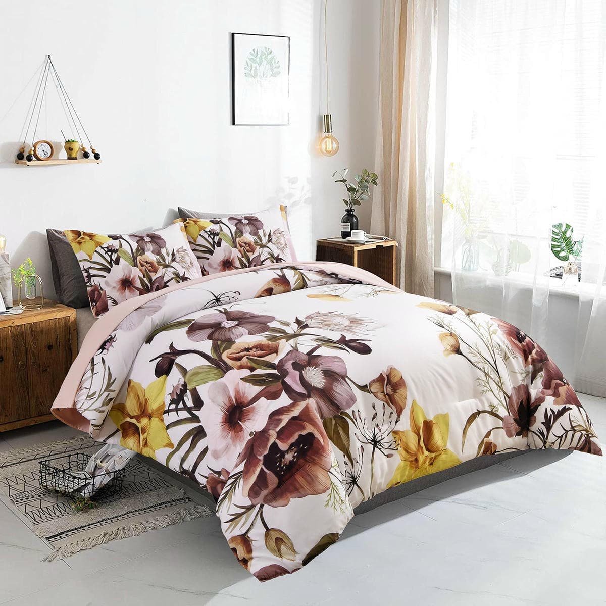 Floral Comforter Set, King Size, Blush Floral 3-Piece Bedding, Soft Microfiber for All Seasons - V745-MAB010807AJ3 V745 MAB010807AJ3 191332 03