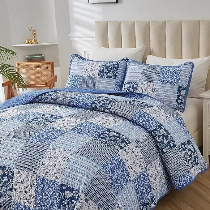 Vintage-Inspired Big Check Queen Bedding Set Cozy & Stylish - V745-MAC080302Q13U V745 MAC080302Q13U 212307 01