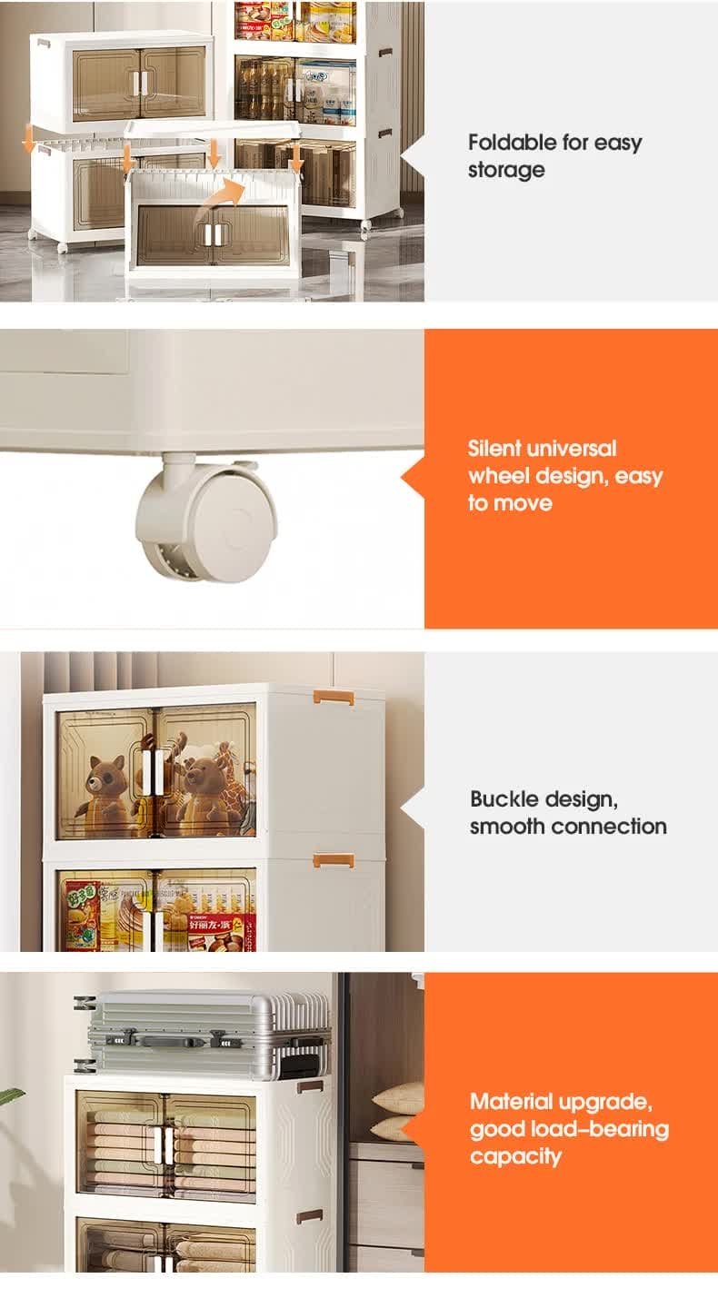 Stackable Storage Boxes with Transparent Doors - Modular Organizer for Home & Pantry 55*32*152cm (5 layer ) - V888-Elosung10913 V888 ELOSUNG10913 205847 01