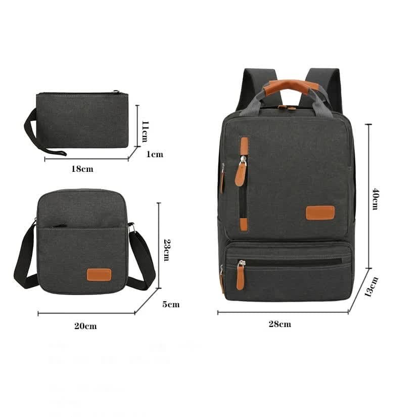 3-Piece Black Travel Backpack Set - Stylish Multi-Functional Backpack, Shoulder Bag & Pouch for Men & Women - V888-Elosung11198 V888 ELOSUNG11198 208626 03