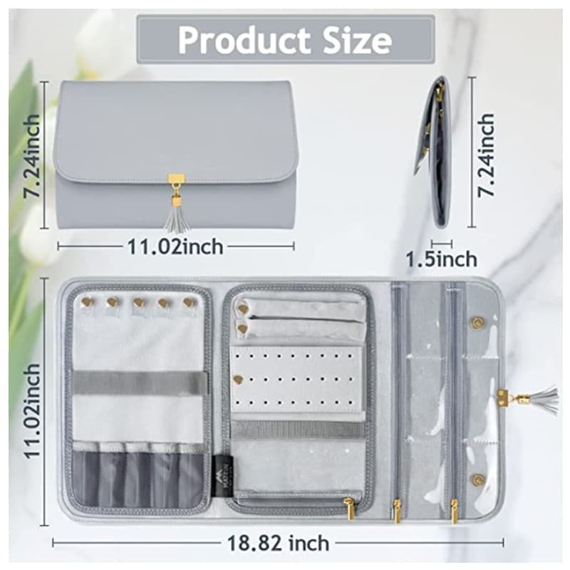 Foldable Jewelry Storage Travel Organizer - Portable Multi-Compartment Jewelry Case for Rings, Earrings, and More - V888-Elosung11966 V888 ELOSUNG11966 211069 01