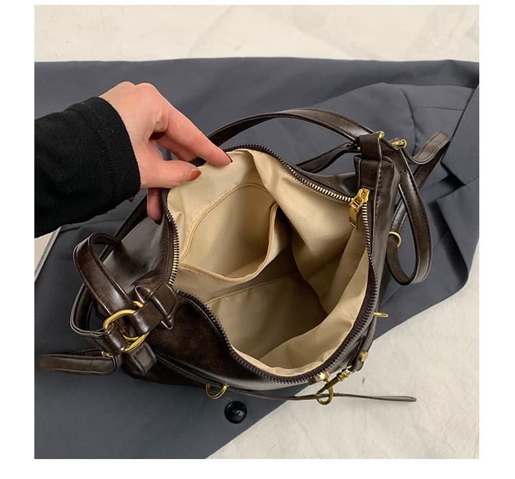 Dark Brown Elegant Faux Leather Shoulder Bag with Adjustable Strap - V888-Elosung12842 V888 ELOSUNG12842 213536 05