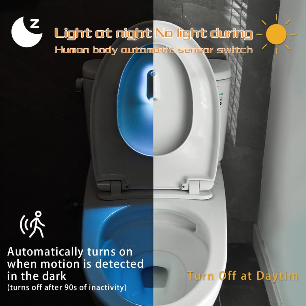 LED Motion Sensor Toilet Night Light - 8-Color Adjustable Glow with Modern Design - V888-Elosung12930 V888 ELOSUNG12930 214417 04
