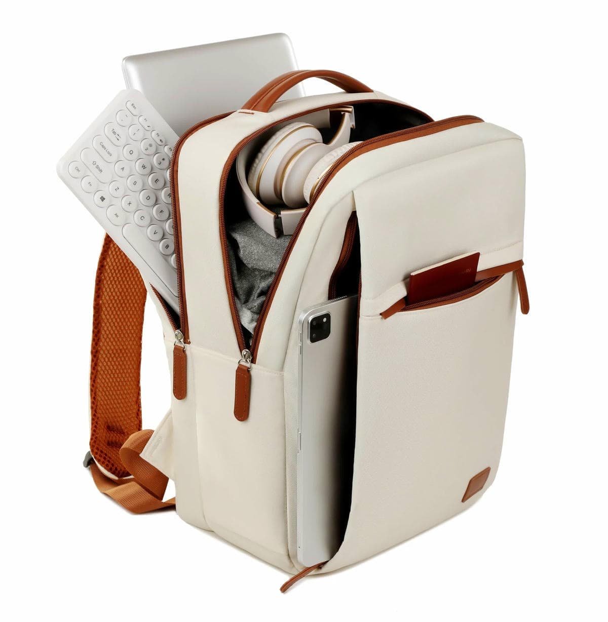Pink Minimalist USB Charging Laptop Backpack - Elegant and Spacious Travel Bag - V888-Elosung12957 V888 ELOSUNG12957 213857 02