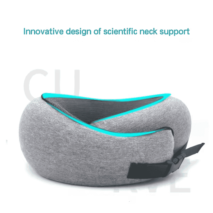 Black Buckle Tape Memory Foam U-Shaped Neck Pillow - Snail Travel Cushion for Airplane, Office Nap, and Travel - Adjustable with Magnetic Therapy Cloth - V888-Elosung13355 V888 ELOSUNG13355 211387 02
