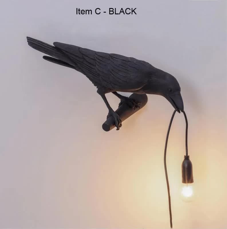 Black Bird Left Wall Lamp Nordic Resin Bird Wall Lamp - Creative Animal Bedside Decorative USB Night Light, Stylish Bird Perched Lamp for Bedroom and Living Room - V888-Elosung13810 V888 ELOSUNG13810 213424 00