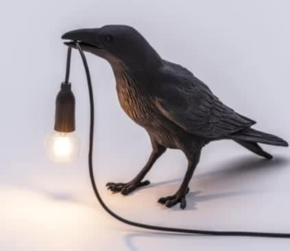Black Bird Standing Shape Nordic Resin Bird Wall Lamp - Creative Animal Bedside Decorative USB Night Light, Stylish Bird Perched Lamp for Bedroom and Living Room - V888-Elosung13811 V888 ELOSUNG13811 213423 00