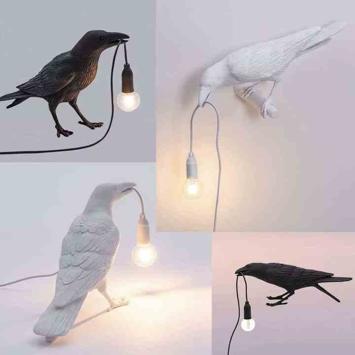 White Bird Sitting Shape Nordic Resin Bird Wall Lamp - Creative Animal Bedside Decorative USB Night Light, Stylish Bird Perched Lamp for Bedroom and Living Room - V888-Elosung13813 V888 ELOSUNG13813 213429 01