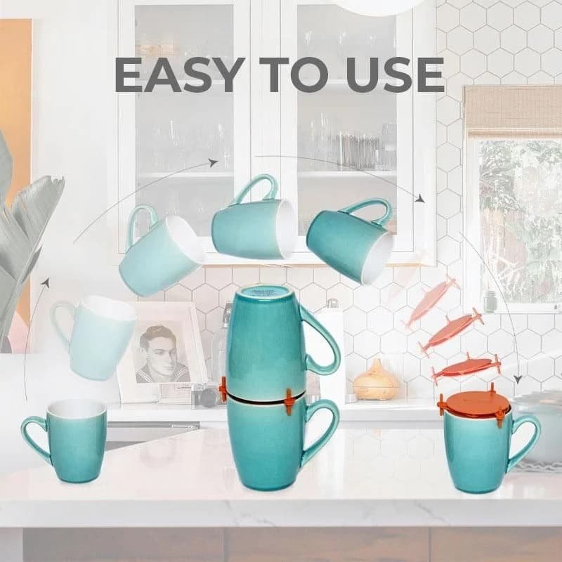 3 Pcs Blue Adjustable Cup Holder for Mugs, Glasses, and Cups - Stackable, Space-Saving Design, 6.5cm Diameter - V888-Elosung17751 V888 ELOSUNG17751 223167 02