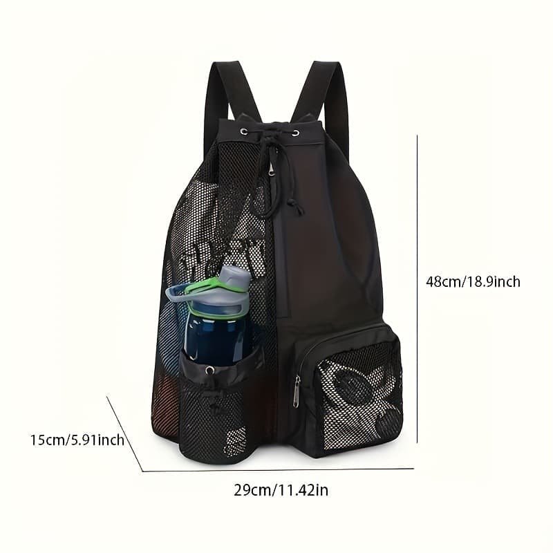 Light Grey Mesh Drawstring Swim Backpack with Wet Bag - Durable Beach Gym Bag for Wet Gear - V888-Elosung19870 V888 ELOSUNG19870 202503181051 01