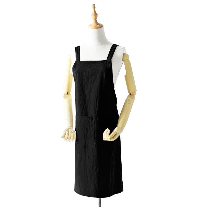 Green Cotton Linen H-Back Apron - Solid Color Kitchen Cooking Apron with Pocket - V888-Elosung21362 V888 ELOSUNG21362 202502261745 07