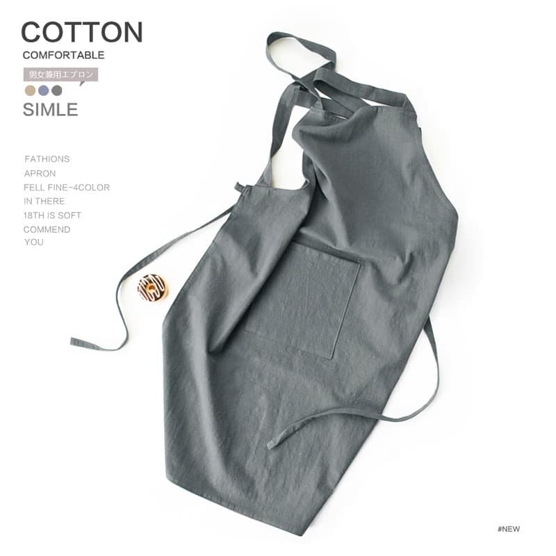 Grey Cotton Linen H-Back Apron - Solid Color Kitchen Cooking Apron with Pocket - V888-Elosung21364 V888 ELOSUNG21364 202502261745 01