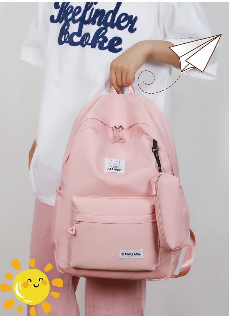 Pink Large Capacity Travel Backpack for Girls - Waterproof School Bag with Detachable Pencil Case - V888-Elosung23137 V888 ELOSUNG23137 202503211825 02