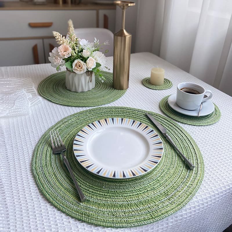 8 Pcs Blue Woven Round Placemat - Non-Slip, Heat-Resistant Dining Table Mat, 36cm - V888-Elosung23194 V888 ELOSUNG23194 202503251727 03