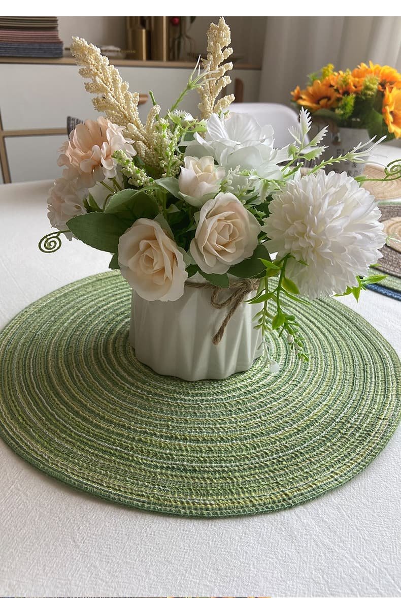 8 Pcs Blue Woven Round Placemat - Non-Slip, Heat-Resistant Dining Table Mat, 36cm - V888-Elosung23194 V888 ELOSUNG23194 202503251727 05